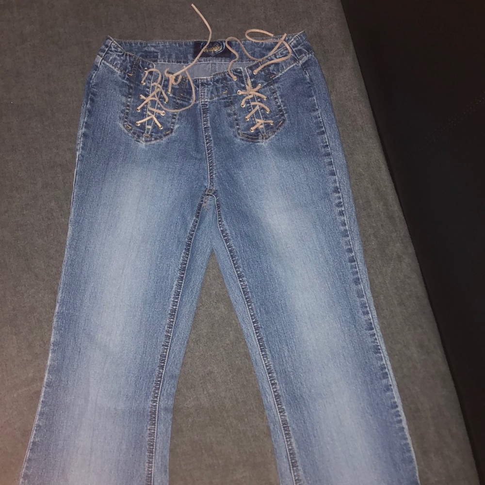 Ángels Size 3 Bootleg Denim with Lace-Up Detail